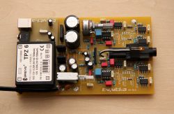 Headphone Amplifier Printed Circuit Board Printed circuit board of a headphone amplifier with various electronic components.