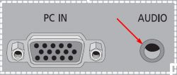 Złącza PC IN i AUDIO na panelu
