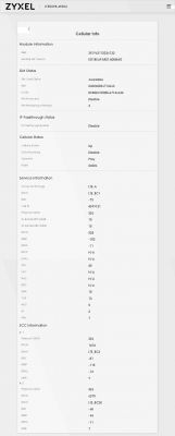 Informacje o module i stanie sieci z routera Zyxel LTE5398-M904.