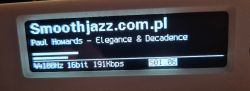 Internet radio display showing station and track information.