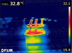 Temperatura przewodów i gniazda siłowego kompresora 19kW - YDY 5x6mm2, 3F 32A, B40