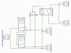 Załączanie przekaźników 1/2 i uruchamianie przekaźnika 3 z 24V AC/DC: Schemat i diody 1N4007