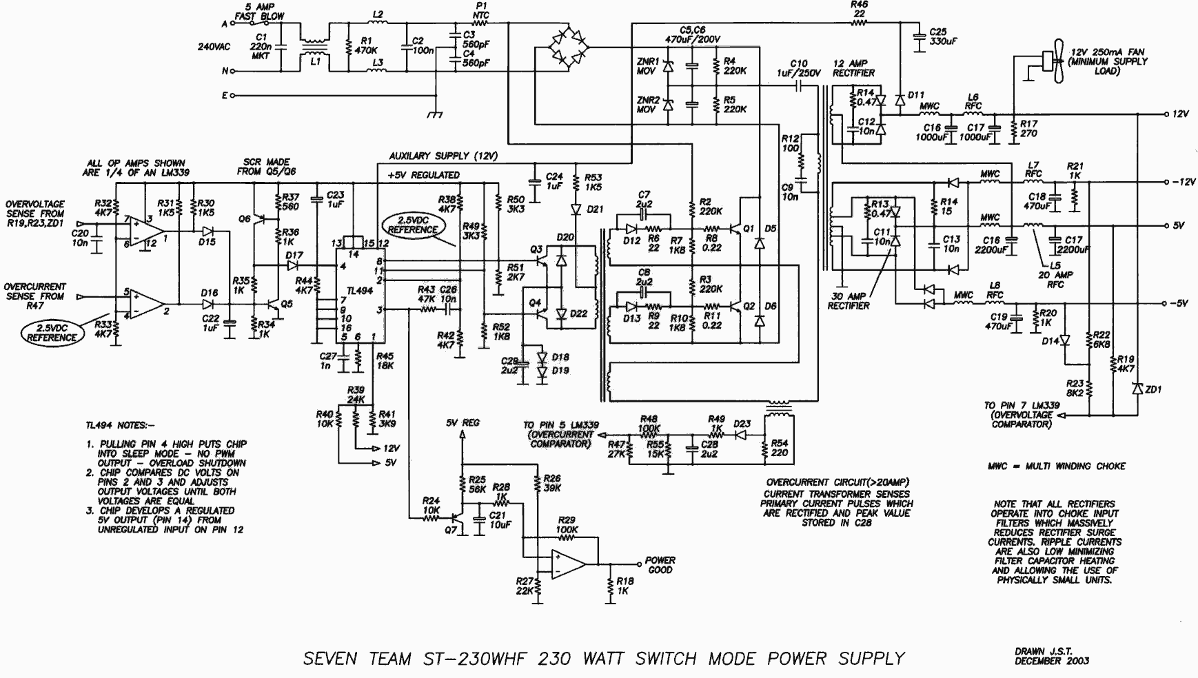 Seventeam ST-230WHF - jak podłączyć zewnętrzne zasilanie TL494 do C24?