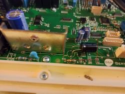 Circuit Board with Replaced Capacitor View of a circuit board with a replaced capacitor C58.