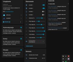 Zrzut panelu Home Assistant z urządzeniem Solar CWU i przełącznikami grzałek 1–4