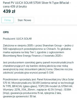 Ile paneli ULICA SOLAR 575W można podłączyć do falownika FoxESS T17?