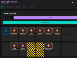 Warehouse app interface showing item names and quantities in a grid layout