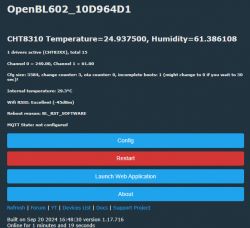 OpenBL602 device screen displaying temperature and humidity readings.