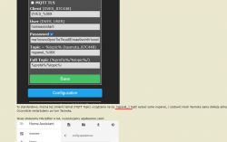 Screenshot of the MQTT configuration interface in an application with example client, user, password, and topic fields.