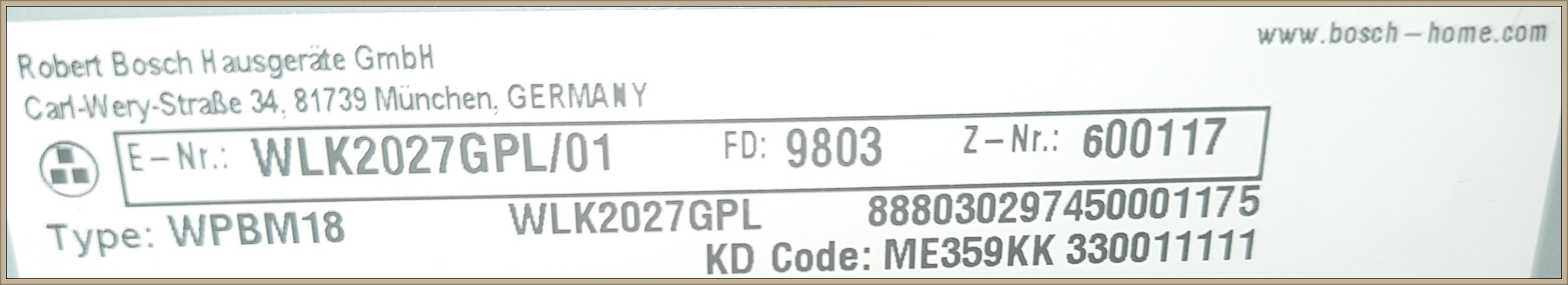 [Rozwiązano] Bosch WLK2027GPL/01 (typ WPBM18) seria 6 vario perfect ...