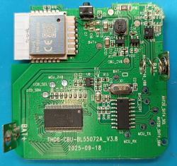 Close-up of TH08E PCB with T1-U-HL module and labeled signal paths