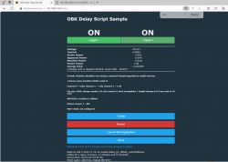Screenshot of the OBK Delay Script interface with data on voltage, current, and other parameters.
