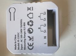 White PJ-1103C power meter with input labels and certification symbols