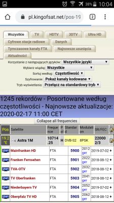 Ferguson 100 na Astrze 19,2 E zacina programy hd co 4 sekund stop 1 sekundowy