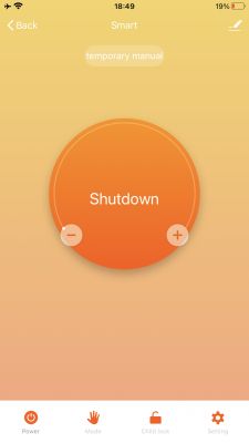 HY609-WE Thermostat App Interface HY609-WE thermostat app interface in manual mode