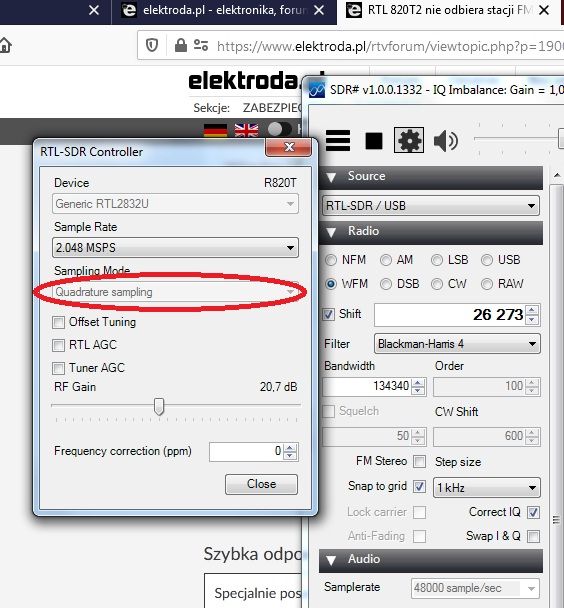 Kłopoty z uruchomieniem skanera RTL 820T2 na nowym tablecie - sterowniki Zadig i SDR Sharp
