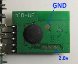 PCB with GND and 2.8V Markings Close-up of a PCB with GND and 2.8V markings.