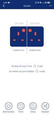 App screen showing two remote-controlled sockets turned off