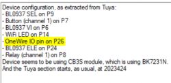 Device configuration with OneWire IO marked on P26.