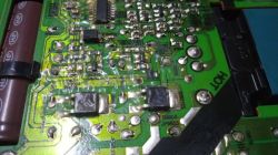 Close-up of a circuit board with electronic components.