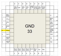 Diagram of the TR6260 integrated circuit with TOUT2 pin highlighted.