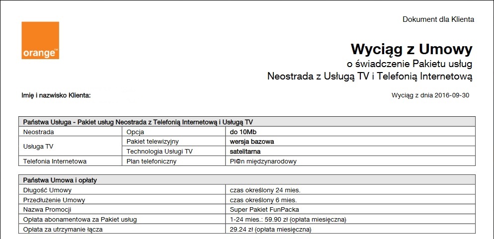 Orange - Pakiet usług Neostrada z TV i telefonią internetową