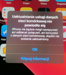 iPhone X po upadku - migające kreski zasięgu GSM, błąd w ustawieniach sieci komórkowych