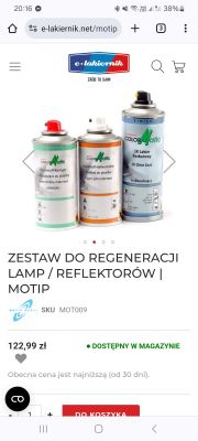 Zestaw do regeneracji lamp/ reflektorów Motip, trzy puszki ColorMatic.