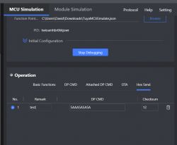 Screenshot of MCU simulation tool interface showing the operation section.