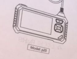 Ilustracja urządzenia z ekranem i czterema przyciskami oznaczonego jako model p20.