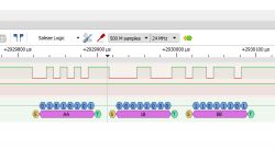 Screenshot of UART signal analysis using Saleae Logic.