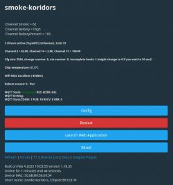 Screenshot of control panel for smoke-koridors showing smoke data