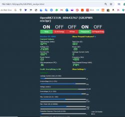 User interface of the OpenBK7231N system control panel with various data and settings.