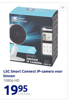LSC Smart Connect IP camera box with visible price of 19.95 euros.