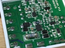 Close-up of a circuit board with electronic components.