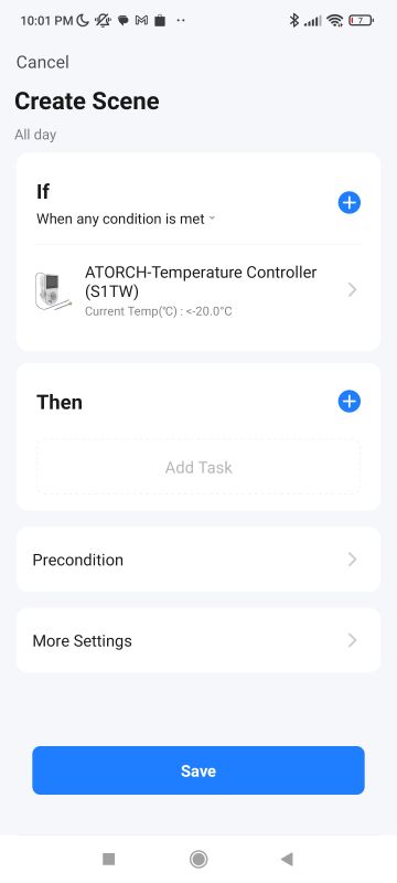 Scene Creation in the Tuya App Screenshot showing scene creation in the Tuya app.