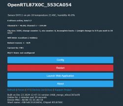 Screenshot of the OpenRTL87X0C control panel displaying sensor information and configuration options.