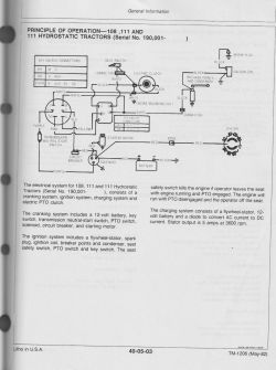 Schemat elektryczny oraz opis działania systemu elektrycznego do traktorów hydrostatycznych 108, 111 i 111.