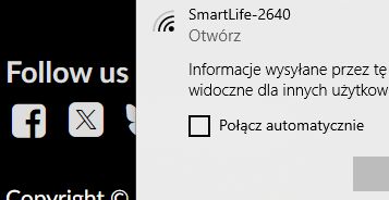Wi-Fi window with SmartLife-2640 network and auto-connect checkbox