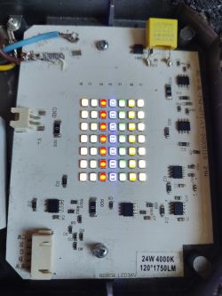 Interior of Spectrum 24W LED Projector Interior of Spectrum 24W LED projector with visible LEDs.