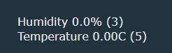 Humidity 0.0% and temperature 0.00°C displayed on dark background