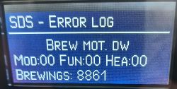 Error Message on Siemens Coffee Machine Coffee machine Siemens display showing an error message.