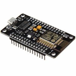 Moduł NodeMCU z ESP8266 z widocznymi pinami i złączem micro USB