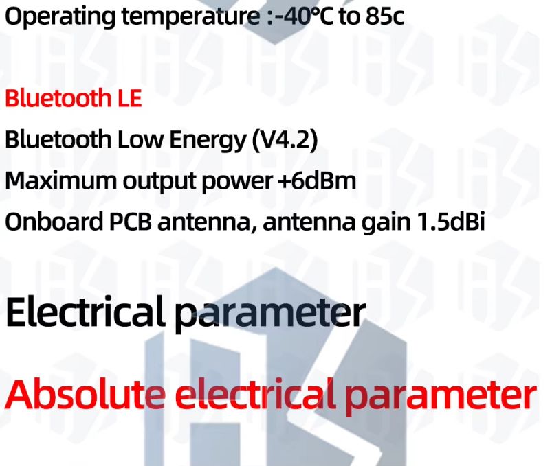 NiceMCU Bluetooth LE and Electrical Parameters Specifications Specifications of Bluetooth and electrical parameters of NiceMCU
