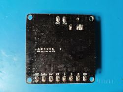 Bottom View of SP530E LED Controller Board Bottom view of the SP530E LED controller board with visible pads and pin labels.
