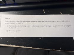Zdjęcie zadania do wykonania, dotyczącego rysunku technicznego.