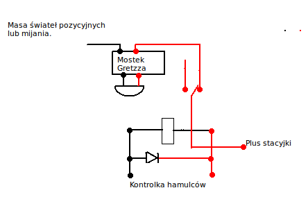 Układ alarmujący o braku załączonych świateł.
