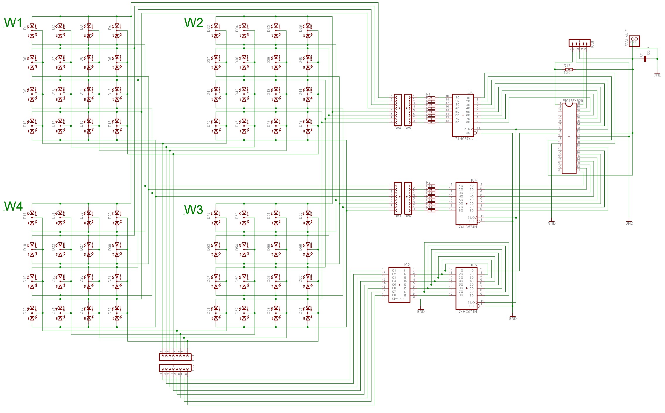 3d led cube схемы pic16f877