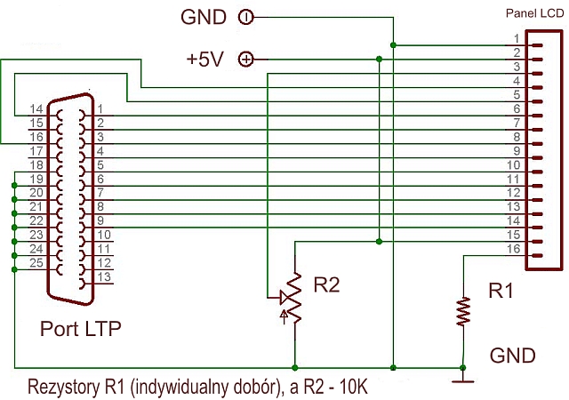 LCD 2x16 DATA VISION jak podłączyć?