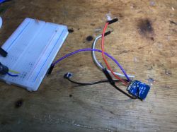 Preparing TYWE2S module for flashing Breadboard with TYWE2S Wi-Fi module and connected wires